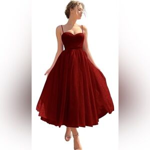 Chic Strapless Burgundy Dress